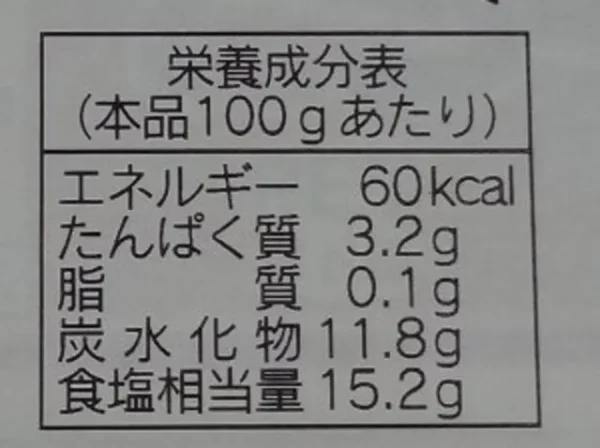 栄養成分表示
